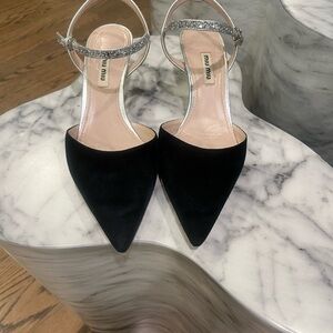 Miu Miu Black Heels with Silver Strap